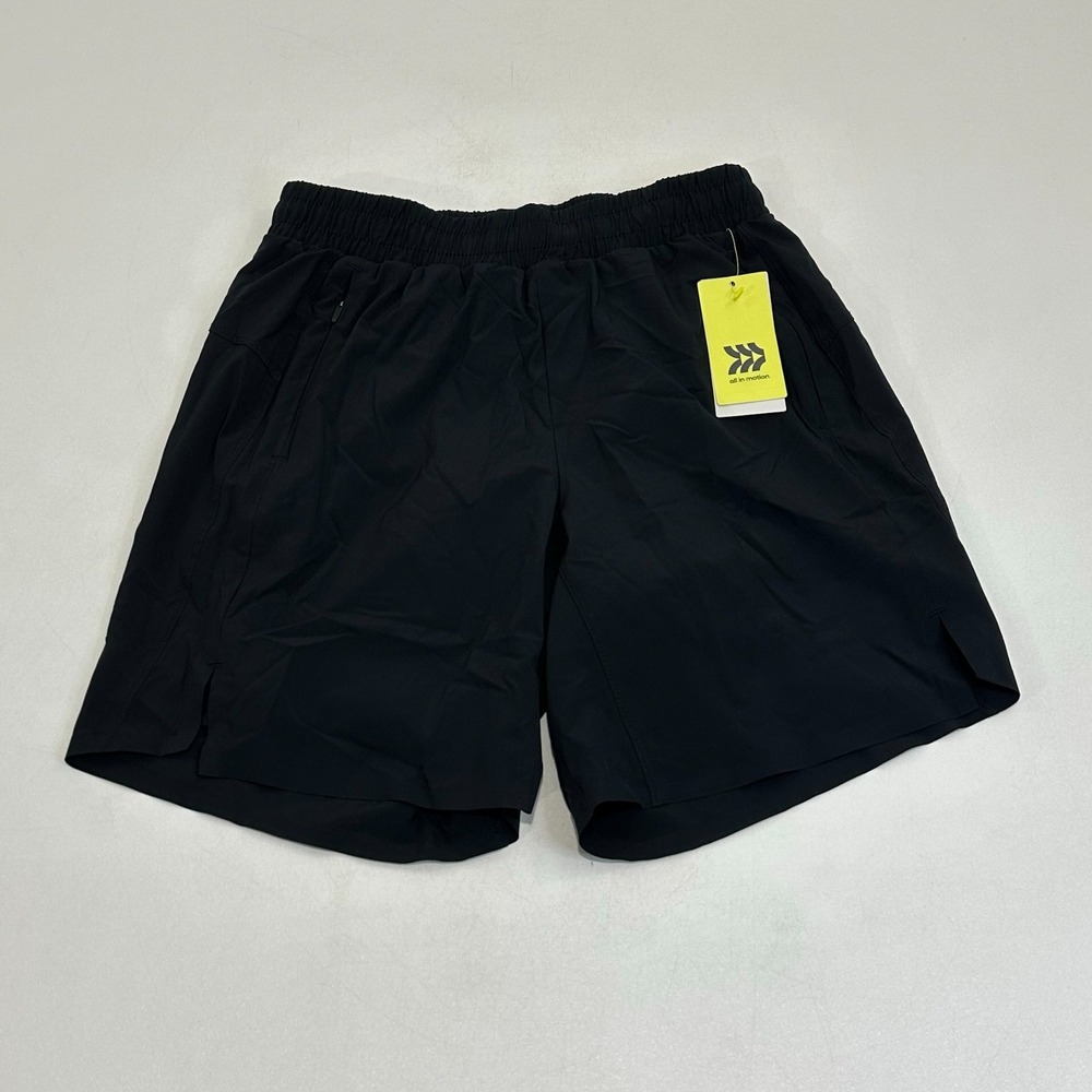All in Motion Men's Black Athletic Shorts Stretch‎ Zip Pockets NWT, Small